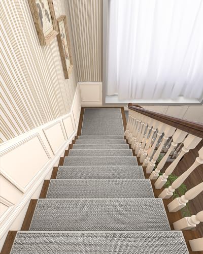 PADOOR Non Slip Stair-Treads Matching-Mat for Wooden Steps, Square Rubber Backing Non Slip Stair Landing Mat 30x30 inch - size: 30''x30'', style: Grey