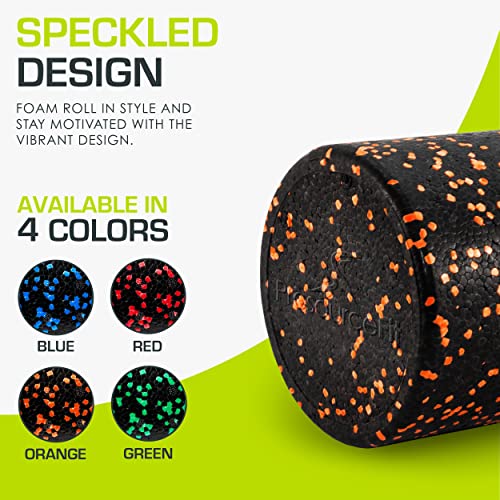 ProsourceFit High Density Foam Rollers 12 - inches long,Firm Full Body Athletic Massage Tool for Back Stretching, Yoga, Pilates, Post Workout Muscle Recuperation, Black/Orange - color: Black/Orange, size: 12"H x 6"D