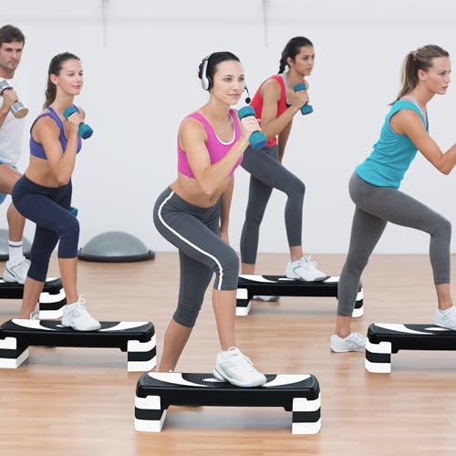 BalanceFrom Aerobic Step Platform Trainer with Adjustable 3-Level Risers, 400 Pound Weight Capacity – Non-Slip Exercise Stepper for Cardio, Strength, and Fitness Workouts, 31", Multiple Colors - color: White