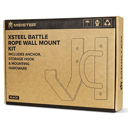Meister XSteel Battle Rope Wall Mount Kit w/Anchor & Storage Hook - Matte Black | Commercial-grade steel wall anchor & storage hook for conditioning ropes, fits all battle ropes from 1.0" to 2.5"