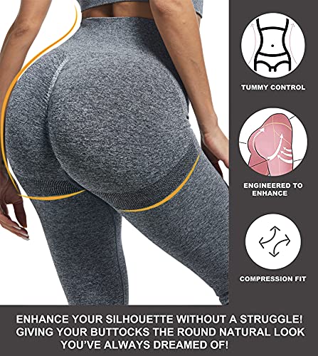 CHRLEISURE Workout Leggings Sets for Women, Gym Scrunch Butt Butt Lifting Seamless Leggings 3 Piece - color: 3 Packs - Black/Black/Gray, size: Small