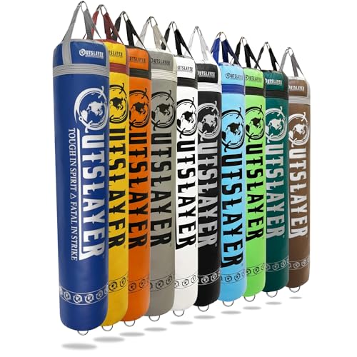 Outslayer Muay Thai Kickboxing Heavy Punching Bag – 6ft 130 lb – Made in USA – for MMA, Boxing & Training - color: Custom, size: With Bottom D-Ring