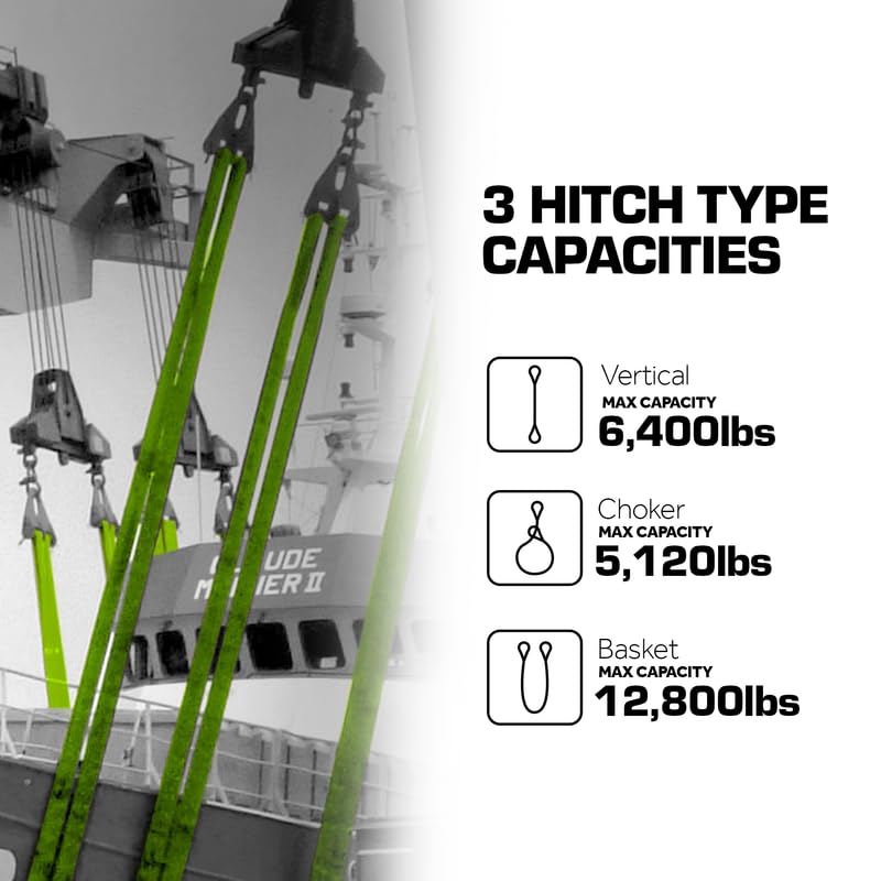 Lifting Sling Heavy Duty 2" x 4' Twisted Eye Lifting Sling 12,800 lbs Capacity, Nylon Lifting Strap, Rigging Web Sling - size: 2" x 4'