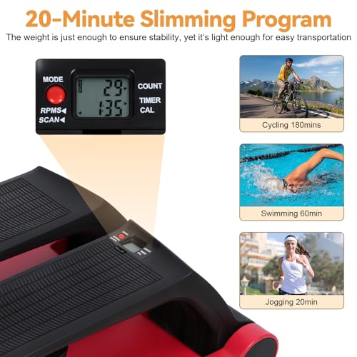 Air Stepper, Mini Stair Climber with Adjustable Resistance LCD Monitor Resistance Bands, Non-Slip Pedals 300lbs Capacity for Home Office Cardio