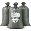 Heavy Duty Sand Bags Pack of 3, Army Green Empty Sandbags with Built-In Ties, Woven Polypropylene UV Protection 1600 Hours, Fillable Bags for Flood Control, Weight, 14x26 inches, 50 Pounds Volume - size: 14"W x 26"L, style: Pack of 3