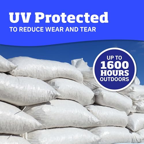 DURASACK Heavy Duty Sandbags with Ties, 14x26, Empty, White, Pack of 100 | Woven Polypropylene Sandbags for Flood Control with 1600 Hours of UV Protection, 50 lbs Capacity - color: White, size: 100 Sandbags