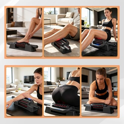 Lymphatic Massager Roller for lymphedema & lipedema, Electric Rolling Percussive Massager With Redlight, 6-Speed Massage Roller for Whole Body Pain Relief & Muscle Recovery & Back/ Arm/Legs&/Calf/Foot