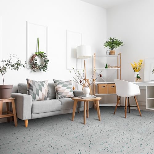 Sorbus 120 Sq. Ft. Wood Grain Floor Tiles Foam Mat EVA Interlocking Mats Tile 3/8-Inch Thick Flooring Wood Puzzle Exercise Mats w/Borders - Home Playroom Basement, Apartment, Trade Show, Baby, Dance - color: Terrazzo - Green, size: 30 Pack