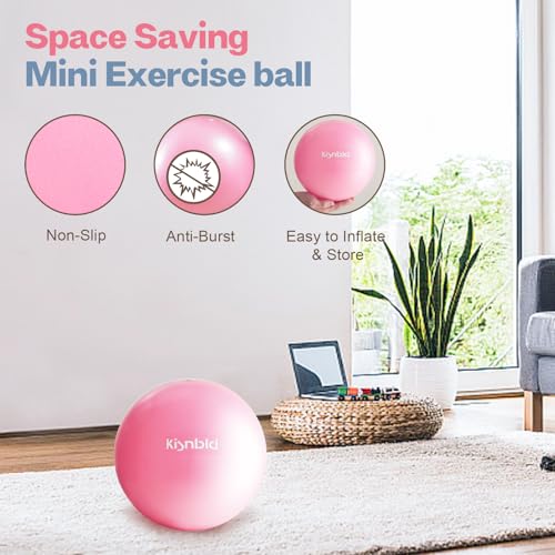 kisnbld Small Exercise Ball, 9 Inch Mini Pilates Ball, Anti Burst and Slip Resistant Mini Yoga Ball for Stability, Fitness, Physical Therapy, Stretching & Core Strength Workout at Home Gym & Office - color: 4 Misty Rose