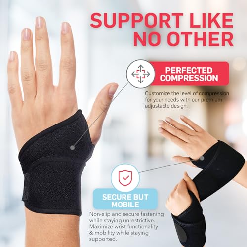 Dr. Arthritis Essentials Wrist Support, Wrist Wraps, Carpal Tunnel Wrist Brace for Night Support, Hand Brace & Wrist Guard for Left & Right Hand (Black 2 Pack) - size: Black - 2 Pack