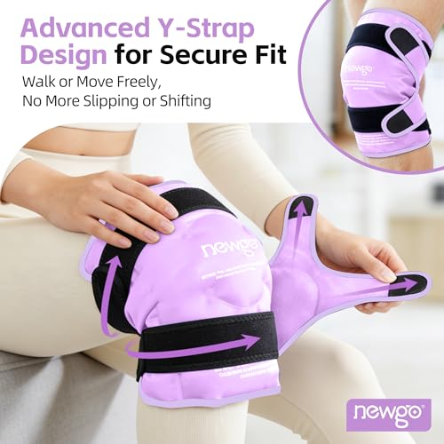 NEWGO Ice Pack for Knee Replacement Surgery, 360° Full Wrap, Purple | Y-shaped Strap Stays Put, Reusable for Knee Replacement, ACL, Arthritis, Swelling, and Sports Injuries, 21.7" x 9.8" - color: Regular Purple 1-pack
