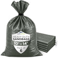 Heavy Duty Sand Bags Pack of 6, Army Green Empty Sandbags with Built-In Ties, Woven Polypropylene UV Protection 1600 Hours, Fillable Bags for Flood Control, Weight, 10x14 inches, 15 Pounds Volume - size: 10"W x 14"L, style: Pack of 6