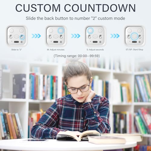 Rotating Pomodoro Timer 5, 25, 10 50 Minutes Preset, Desk Productivity Flip Timer, ADHD Tool Cube Countdown Stopwatch, Vibration/High/Low Volume/Custom Modes, for Work, Study, Back to School, White - color: White