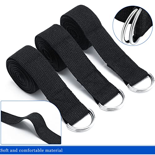 6 Pcs Yoga Strap for Stretching 8 ft Yoga Exercise Adjustable Straps Bands with Safe D Ring Buckle for Pilates, Gym Workouts, Fitness, Physical Exercise, Dance, Improve Flexibility - color: Black
