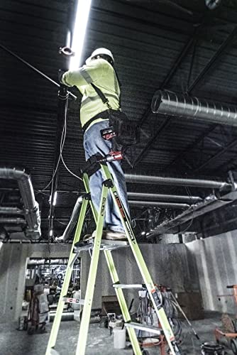 Little Giant Ladders, MightyLite 2.0, 8' Stepladder with Ground Cue, Fiberglass, Type IAA, 375 lbs Weight Rating, (15408-001), Green - size: 8 Ft.