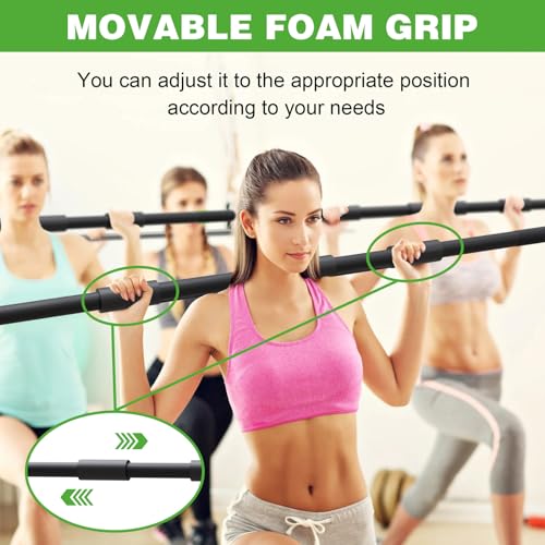 Yoga Stick for Stretching, 58 Inch Flexibility Training Bar with Neck Pad and Adjustable Foam Grips – Metal Exercise Stick for Physical Therapy, Mobility, and Balance