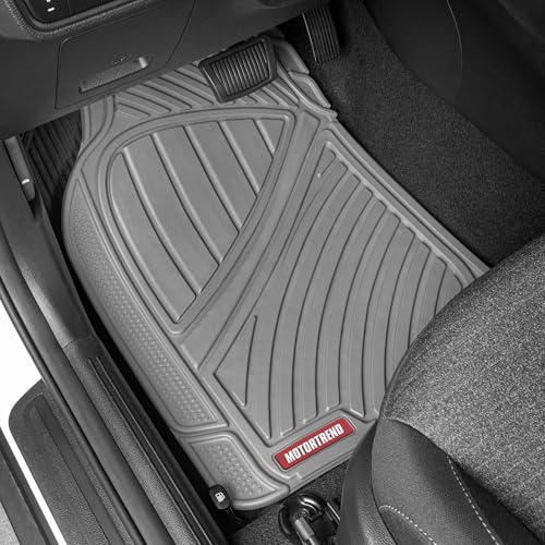 Motor Trend FlexTough Performance All Weather Rubber Car Floor Mats - 3 Piece Floor Mats Automotive Liners for Cars Truck SUV, Heavy-Duty Waterproof (Gray) - color: Gray