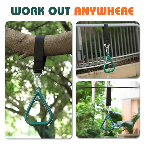 LadyRosian Trapeze Bar Swing Monkey Bars Hanging Ninja Rings Warrior Slackline Obstacle Course Kits for Kid Playground Equipment Accessories (Green) - color: Green