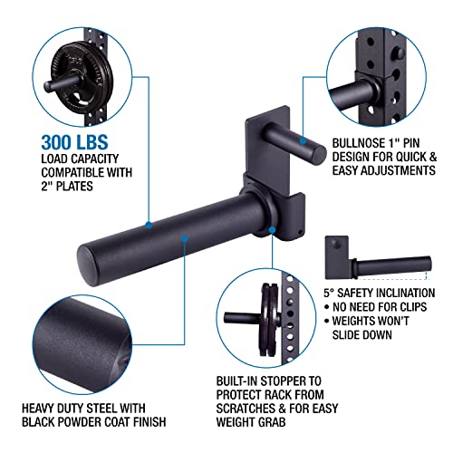 AmStaff Fitness Olympic Weight Plate Holder for Power & Squat Racks – Fits 2x2, 2.33x2.33, 3x3 Inch Tubes, 1" Hole – Storage Horns for Weight Plates on Power Rack – Pair - style: 3"x3" Tube Racks