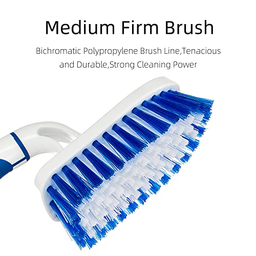2-Pack Scrub Brush for Cleaning with Long Handle,Medium Firm Brush Bathroom Cleaning Supplies and Bathtub Cleaner and Shower Cleaning Brush,Multi-Scene Use for Kitchen or Carpet Brush,White&Blue - color: Blue+white