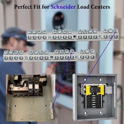 Ground Bar Kit for Square D 2 Pack | 15 Terminal Grounding Bar Compatible with Schneider Electric Load Centers - size: 15 Terminal