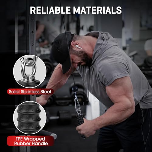 LAT Pulldown Bar Attachments for Pulley Cable Machine, Single D-Handle Tricep Press Down Bar with Rubber Handle, D Handle Cable Accessories for Gym - color: Black-1pc( Single Handle)