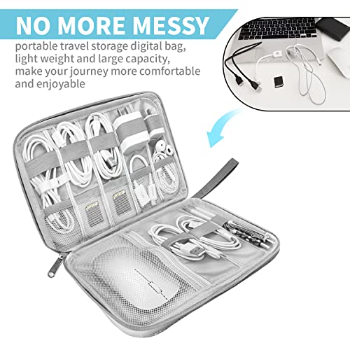 Lcsmaokin Electronics Organizer Travel Case,Electronic Accessories Storage Bag,Portable Waterproof Cable Organizer Bag,with 5 Cable Ties，for Travel,Work-Grey - color: A-Grey Set, size: Single Layer
