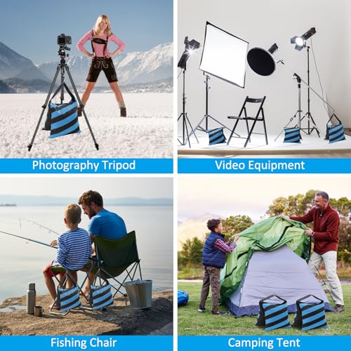 4 Packs Blue Sandbag Weight Bags for Light Stand Photography Video Equipments, Heavy Duty Saddlebags for Backdrop Stand, Photo Tripod, Canopy, Pop up Tent, Umbrella Base, Fishing Chair, Picnic Table - color: Blue