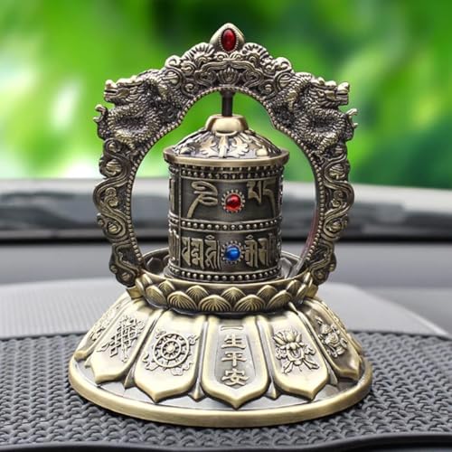 Solar-Powered Car Spinning Prayer Wheel - Silent Tibetan Buddhist Prayer Wheel Featuring Om Mani Padme Hum for Meditation and Yoga