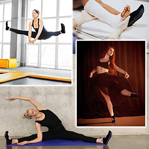 unenow Non Slip Grip Yoga Socks for Women with Cushion for Pilates, Barre, Home - color: 3 Pairs-3 Black
