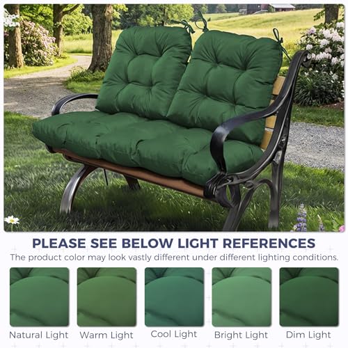 Wicker Chair Cushions of 3 Pieces, Waterproof Cushions for Patio Furniture, Tufted Wicker Outdoor Furniture Cushions, 1 Patio Loveseat Cushion and 2 U-Shaped Cushions, 44"x19"x5", Dark Green - color: Dark Green