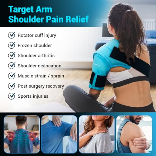 Comfytemp Shoulder Ice Pack Wrap for Injuries Reusable Gel, Physical Rotator Cuff Cold Therapy Arm Shoulder Sleeve for Pain Relief, Fracture, Arthritis, Surgery, Recovery (S/M) - color: Blue - 1 Gel Pack