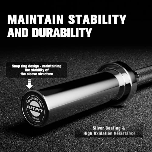 RITFIT Olympic Barbell 4ft/6ft - 2 Inch Weight Bar for Strength Training, Weightlifting, Squat, Deadlift, Bench Press, Curl, Overhead Press - 350lbs/500lbs Capacity - color: Silver, size: 4FT with Collar