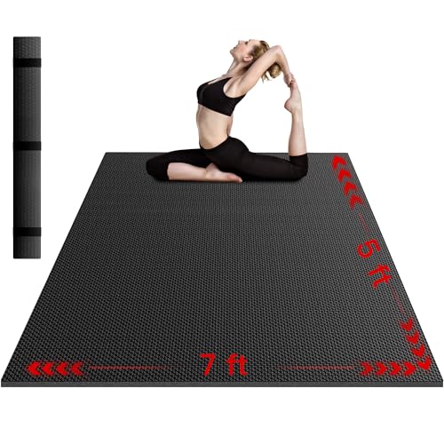 VTORY Extra Thick Large Exercise Mat, 6'x4'/7'x5'/8'x6'/10'x6'x8mm(1/3 inch) , Non-Slip, PVC, Ultra Durable, Heavy-Duty Mat, Shoes-Friendly, High-Density, Large Wide Yoga Mat, Workout Mat for Home Gym, Cardio, Strength, HIIT, MMA - size: 7'x5'x8mm