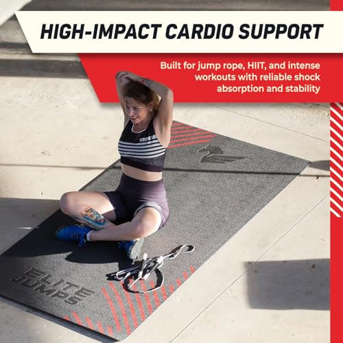 Elite Jumps Jump Rope Mat, Non-Slip Fitness Mat | Large-format mat for home workouts. Non-slip base. Suitable for all floor surfaces. - size: Standard