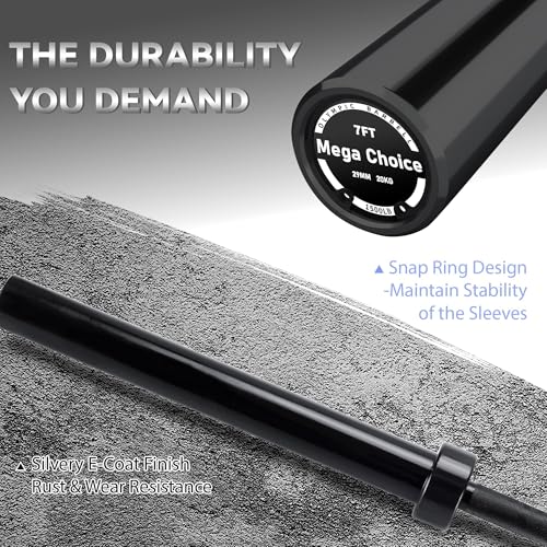 7FT Barbell Bar for Weightlifting & Power Lifting, Strength Training Bar Fits 2" Plates, 700lbs/1500lbs/500lbs Capacity, Bar for Home Gym, Squats, Curls, Snatch Clean Jerk - color: Black