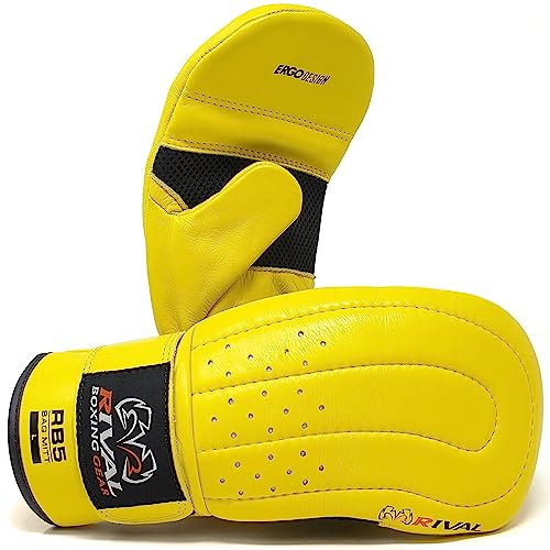 RIVAL Boxing RB5 Bag Mitt Gloves, Bare-Fist Punching Feel, Zero Resistance Training for Triggering Fast Twitch Muscles - color: Yellow, size: X-Large