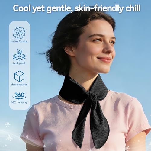2-Pack New Upgraded Cooling Neck Wraps, Leak-Proof Cooling Gel | Neck Coolers for Hot Weather 360° Full-Wrap, Cool Relief - Head, Neck, Wrists... - color: Black+gray