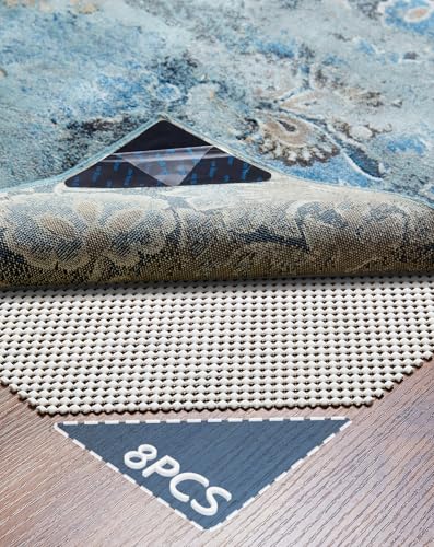 Veken Rug Gripper Pad for Hardwood Floors Tile Floors with 8 Pcs Rug Tape, Thick Cushion Non Slip Rug Pads for Area Rugs, Under Carpet Anti Skid Mat, Keep Your Rugs Safe and in Place, 2x3 Ft - size: 2' x 3' (Rectangular), style: White (Add 8 Rug Grippers)