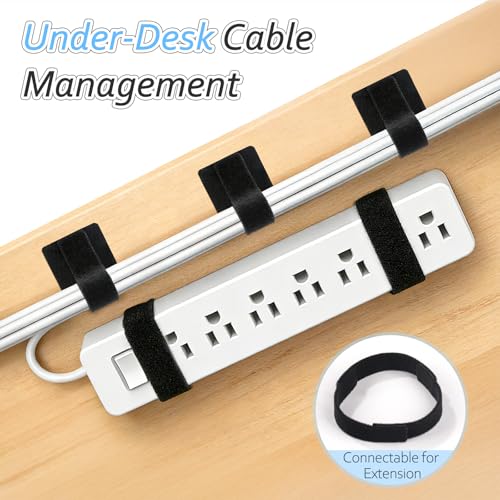Cable Management Under Desk, Znben Detachable Cable Straps Heavy Duty Hook and Loop Cable Ties Reusable 20 Pack Black - color: Black