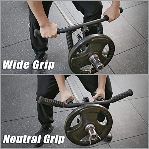 SELEWARE V Bar & T Bar Landmine Handle Attachment for 2" Barbell Bar, Solid Multi-Grip Landmine Handle T Row Attachment with Non-Slip Rubber Handle, Fits 2" Olympic Bars Strength Training Bars - color: Adjustable T Bar W/ Convex Rubber Handle