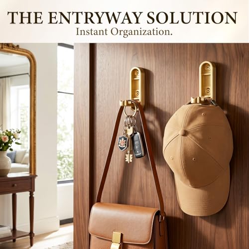 Folding Wall Hooks Gold, 2 Pack Heavy Duty Zinc Alloy Folding Coat Hooks, Foldable Wall Hook for Hanging Clothes, Bags, Hats, Towels, Keys (Gold, 2 Pack) - color: Gold, size: 2 Pack