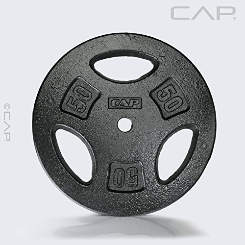 CAP Barbell Standard 1-Inch Grip Weight Plates - color: Black, size: 50 lbs Plate Pack (x1)