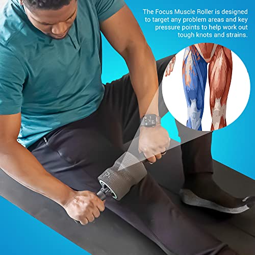 Chirp Focus Muscle Roller, Focus Wheel and Roller Handle in One, On-The-Go Muscle Massage Tool, Stretching Equipment, Targets Pressure Points, Focused Neck & Back Massager - 4" Holds Up to 500 lbs - style: Muscle Roller