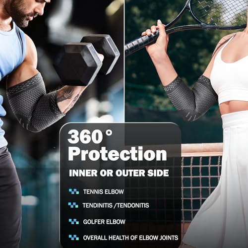 POWERLIX 2Pack Arm Orthopedic Brace Compression Support (Pair) - Elbow Sleeve for Arthritis, Golf Elbow,Golfers Elbow,Pain Relief,Tendonitis,Tennis (Black, M)