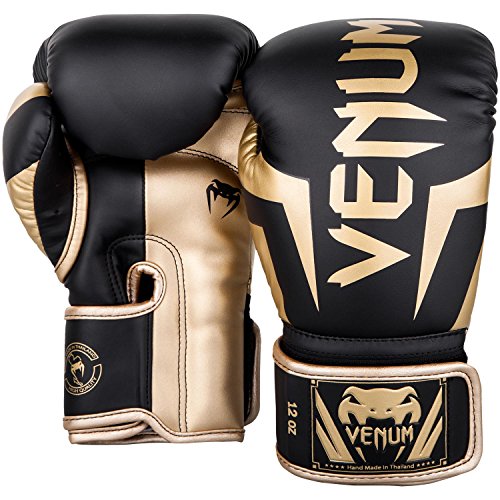 Venum Elite Boxing Gloves - color: Black/Gold, size: 10-Ounce