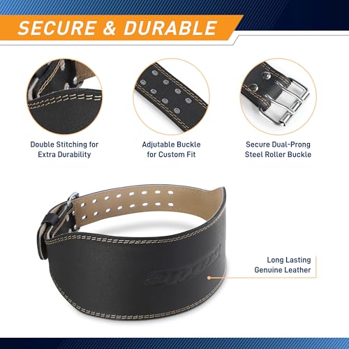 Apex by Marcy 6-Inch Wide Genuine Leather Weightlifting Belt for Men and Women - size: Large