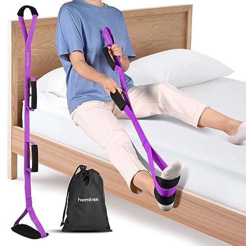 39'' Long Leg Lifter Strap with Padded Handgrips and Feet Loop,Rigid Leg Lifter Hip&Knee Replacement Surgery Recovery Kit,Mobility Aids Foot Lifter Easily Get in and Out of Bed,Car,Wheelchair - color: Pink, size: 39 Inch
