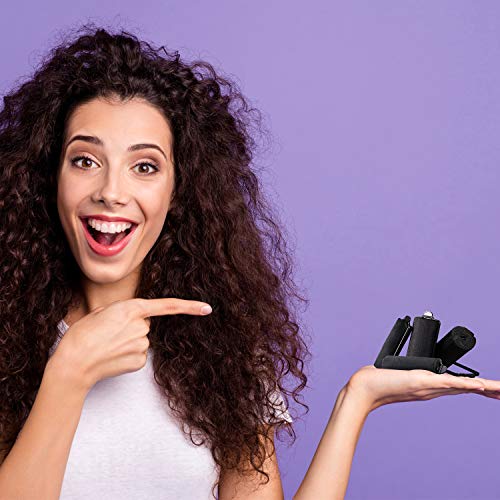 40 Pieces Sponge Hair Rollers Satin Rollers Silk Foam Roller Women Hair Curlers with Duck Teeth Clips for Hairdressing Styling(Black) - color: Black