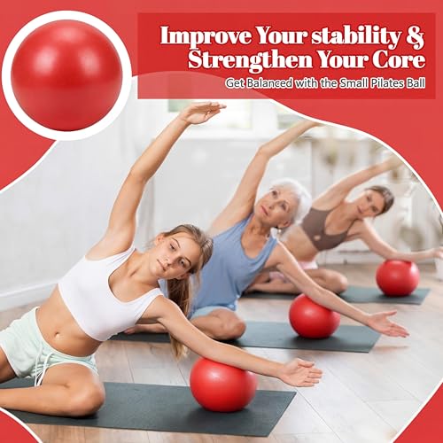 Sotiff 20 Pcs 9 Inch Pilates Ball Bulk Exercise Pilates Ball Mini Yoga Balls Therapy Core for Stability Barre Training Stretching Physical Posture Training Gym Workout with Inflation Tube - color: Red
